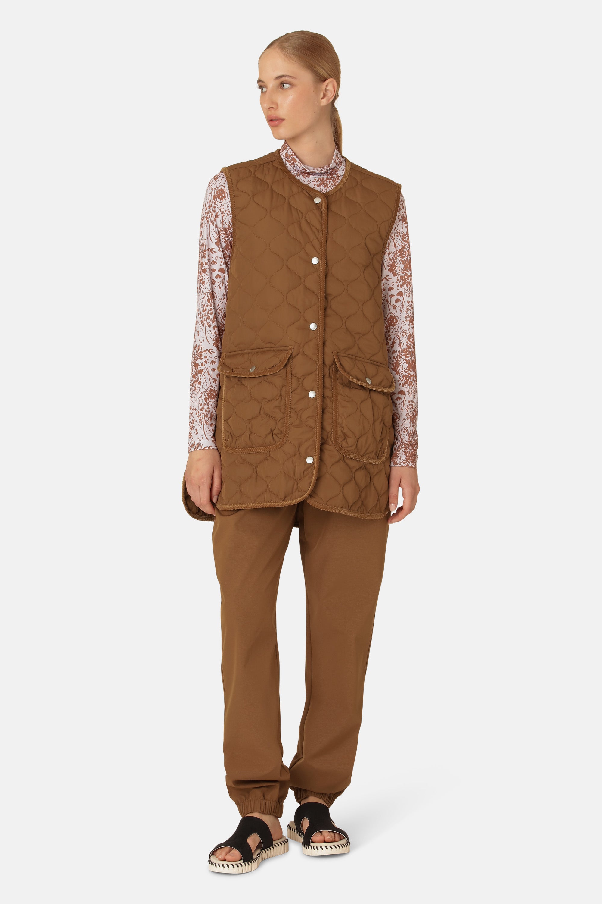 Ilse Jacobsen Hornbæk Outerwear Quilt Long Vest Vest 228 Walnut